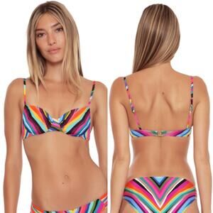 Trina Turk Louvre Rainbow Striped Underwire Bikini Top Size 14